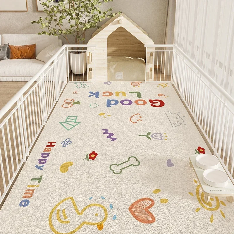 Pet Floor Mat Waterproof Urine-proof Pvc Leather Carpet Home Cartoon Dog Fence Non-slip Dogs Cage Area Rug Kitchen Foot Mats