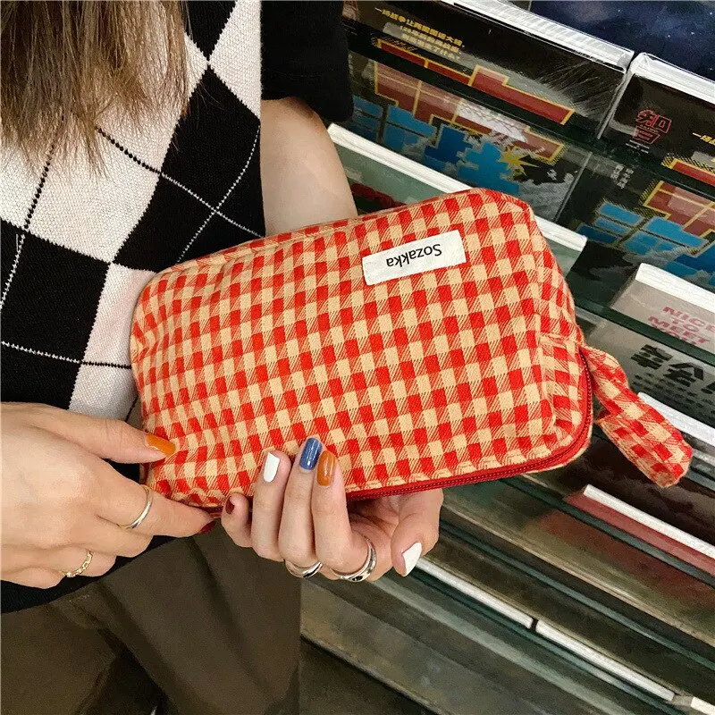 Simple Female Purses Organizer Leopard Zebra Canvas Make up Bag Zipper Pouch Wristlet Wallet Bags for Women