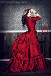 Dracula Mina Harker Victorian Bustle Gown dress Gothic Vampire bustle gown red Lace-up corset plus size Taffeta Evening dress