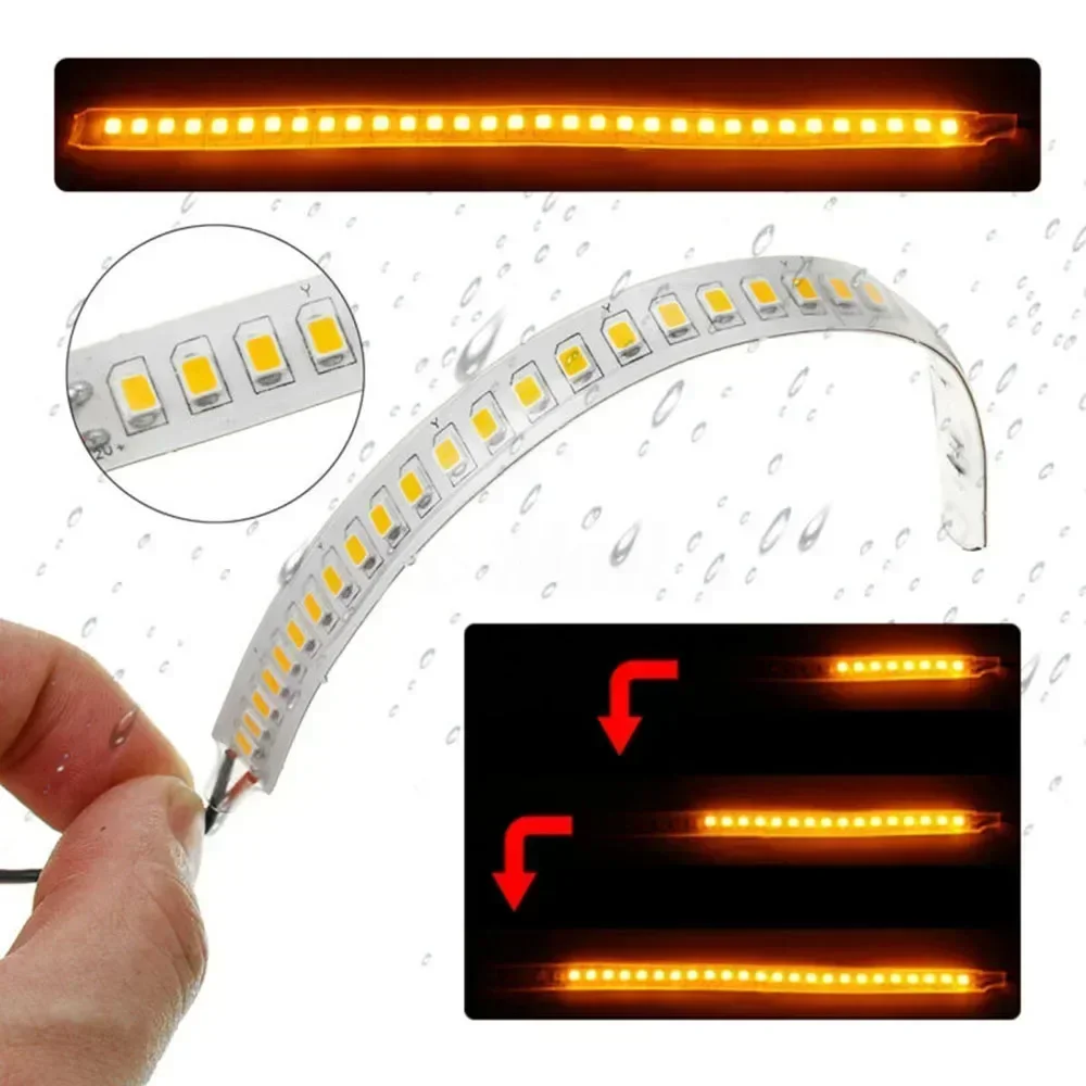 2pcs18cm LED Car Side Mirror Turn Signal Indicator Light With Dynamic Flash Universal For Auto Car Motorcycle Truck