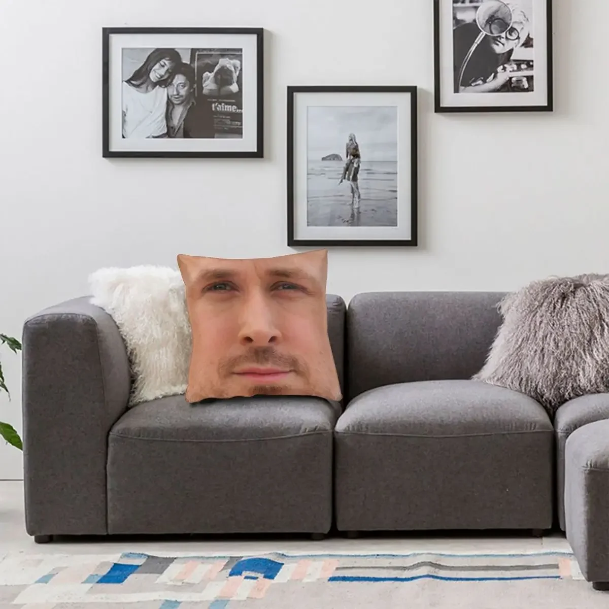 Ryan Gosling Face printing Square Pillowcase Polyester Linen  Pattern Zip Decor Pillow Case Home Cushion Cover