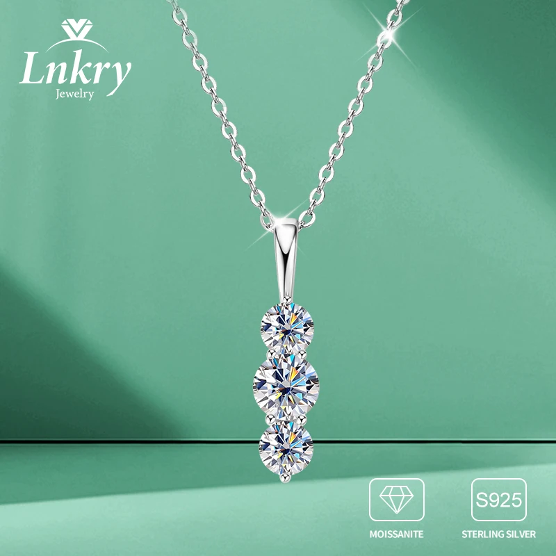 

Lnkry Bijoux Argent стерлингового серебра 925 пробы три камня муассанит кулон ожерелье для женщин изысканные ожерелья ювелирные изделия подарок