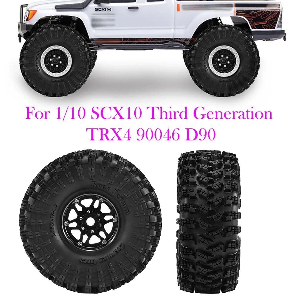 

﻿Wheel Set for 1/10 SCX10 Third Generation TRX4 90046 D90 1.9-inch Metal Alloy Crawler Trucks Tires D390 Accessories