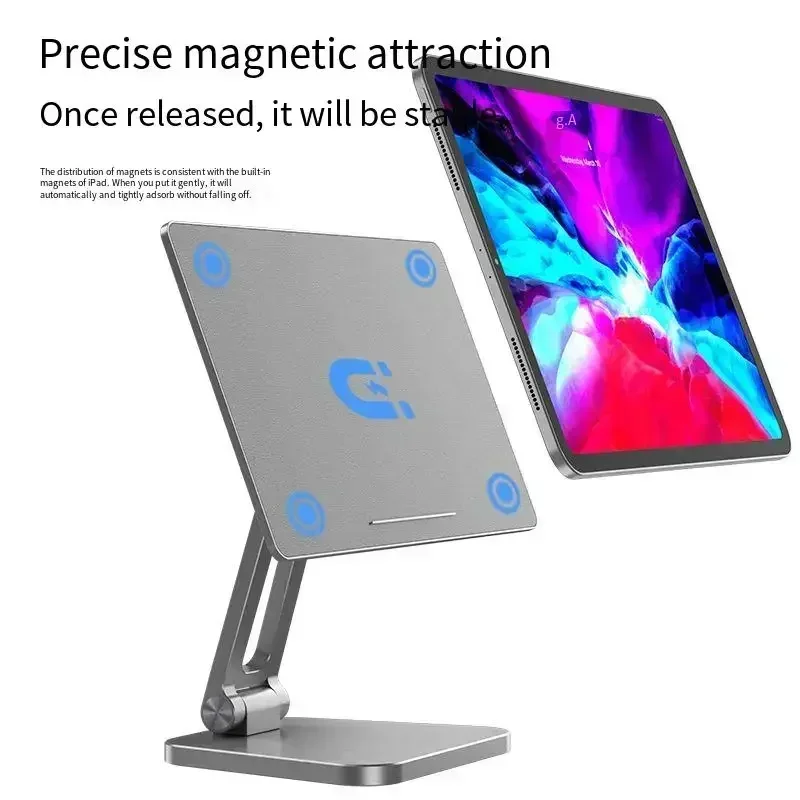 Rotatable Magnetic Stand for Apple IPad Pro Metal Adjustable Angle Magnet Holder for 11/12.9 Inch IPad Pro Air Desktop Bracket