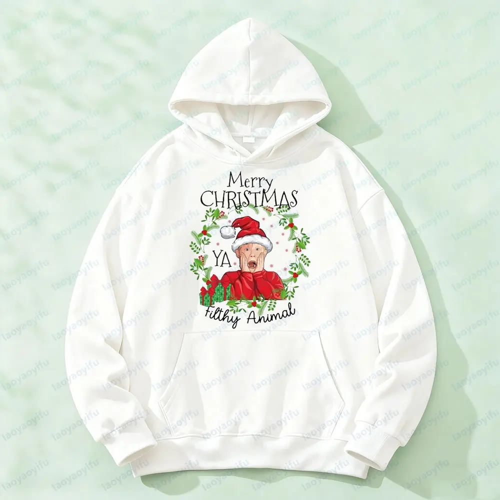 عيد ميلاد سعيد يا القذرة الحيوان البلوز المنزل وحده الأفلام الكلاسيكية أغطية رأس مطبوعة هدية الكريسماس العطلات الرجال النساء الملابس