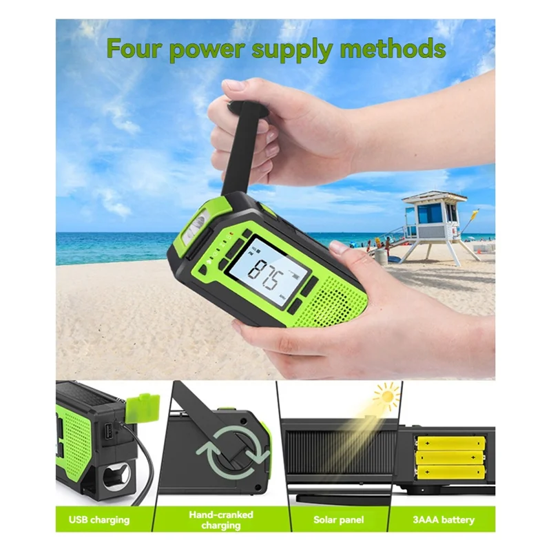 

2000Mah Portable Emergency Solar Power Radio Hand Crank Charging AM/FM/WB Weather Radio LED Flashlight Bottle Opener