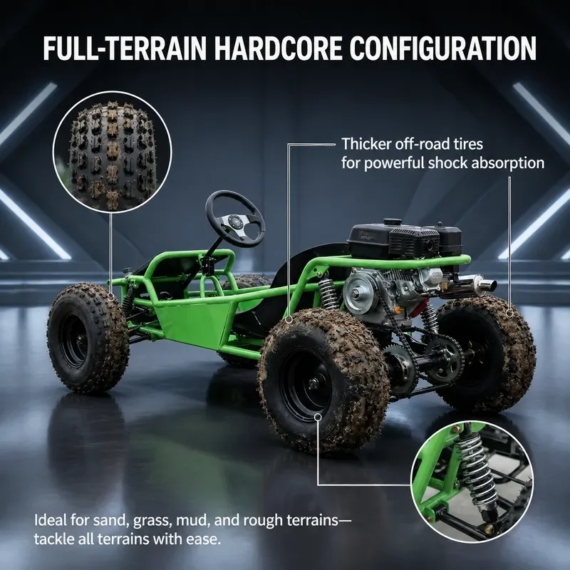 270cc Powered All Terrain Off Road Kart Big Tire ATV Drift Go Kart for Adults Outdoor Recreation Vehicle