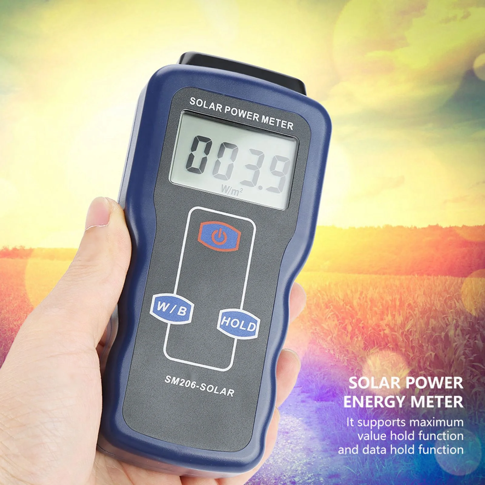 

SM206 Digital Solar Power Meter Sun Light Radiation Measuring Testing Instrument Solar Energy Tester Solar Radiation Detector