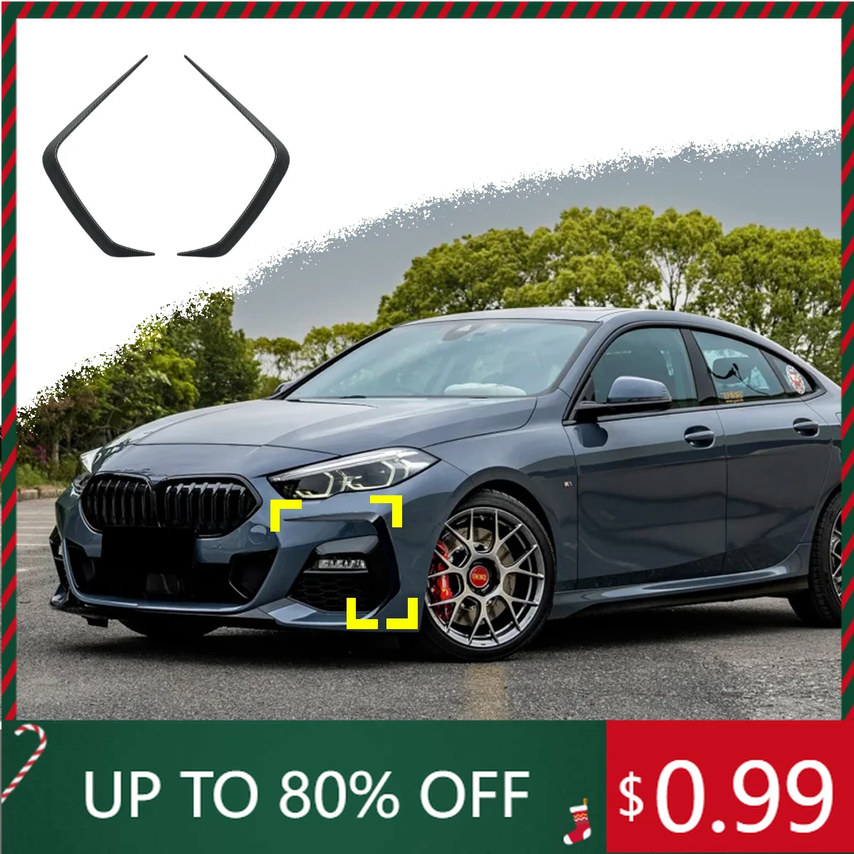 

For BMW 2 Series F44 2020 2021 2022 2023 2024 2025 Car Front Fog Light Spoiler Wind Knife Front Fender Divers Interior Stickers