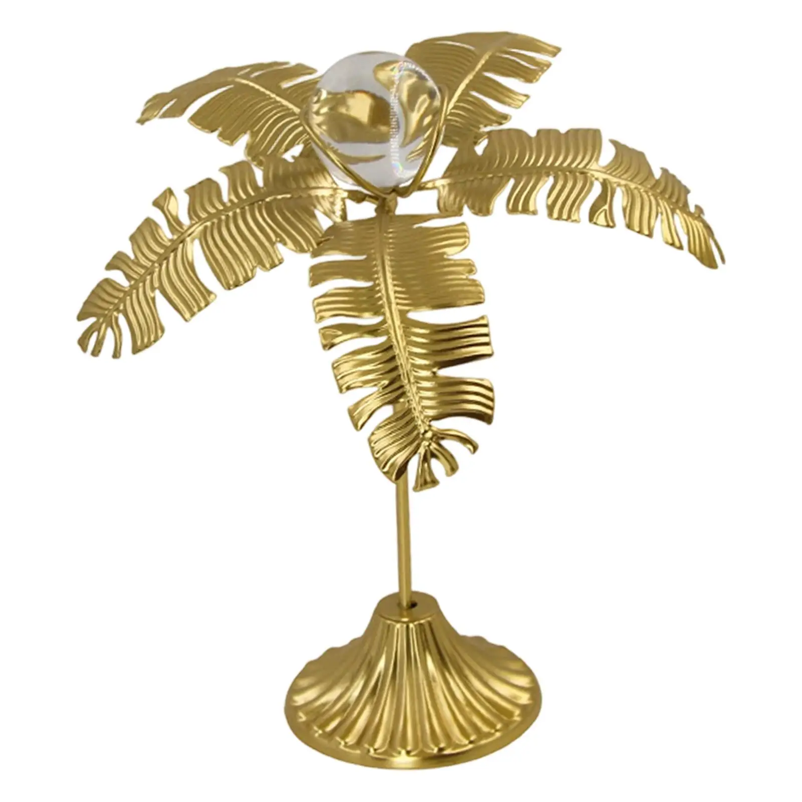 Coconut Tree Figurine Iron Glass Globe Stylish Decoration Sculpture Artwork for Home Dining Table Office Shelf