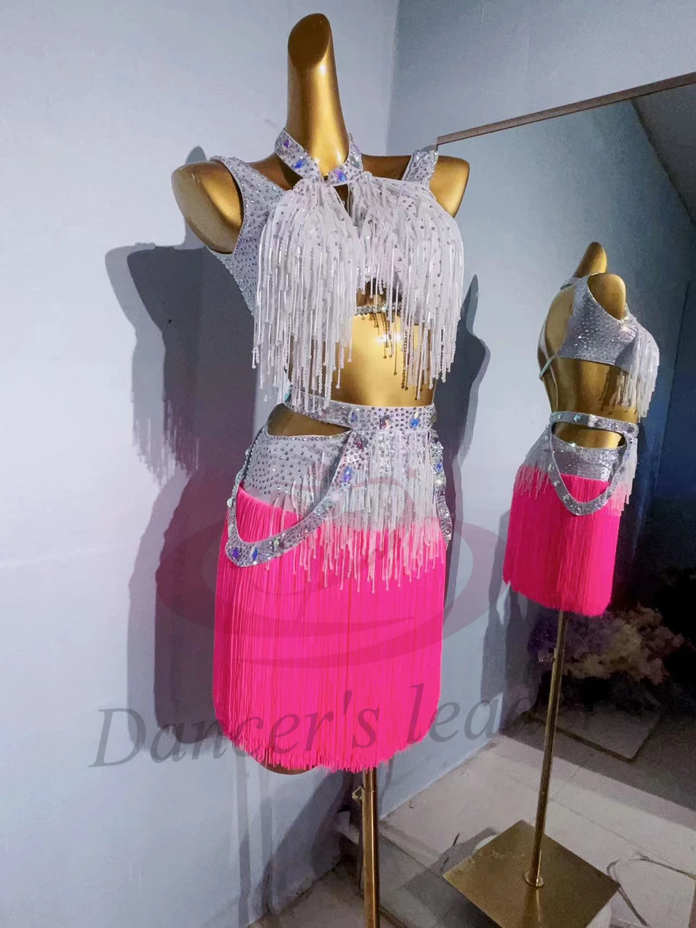 Vestido de dança latina para adultos e crianças, pedra ab, alta qualidade, emenda personalizada, borla, cha tango, roupas profissionais femininas