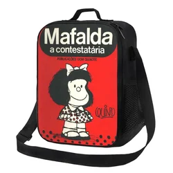 Mafalda A Contestataria Insulated Lunch Bag for Women Quino Comic Manga Cooler Thermal Bento Box Kids School Children