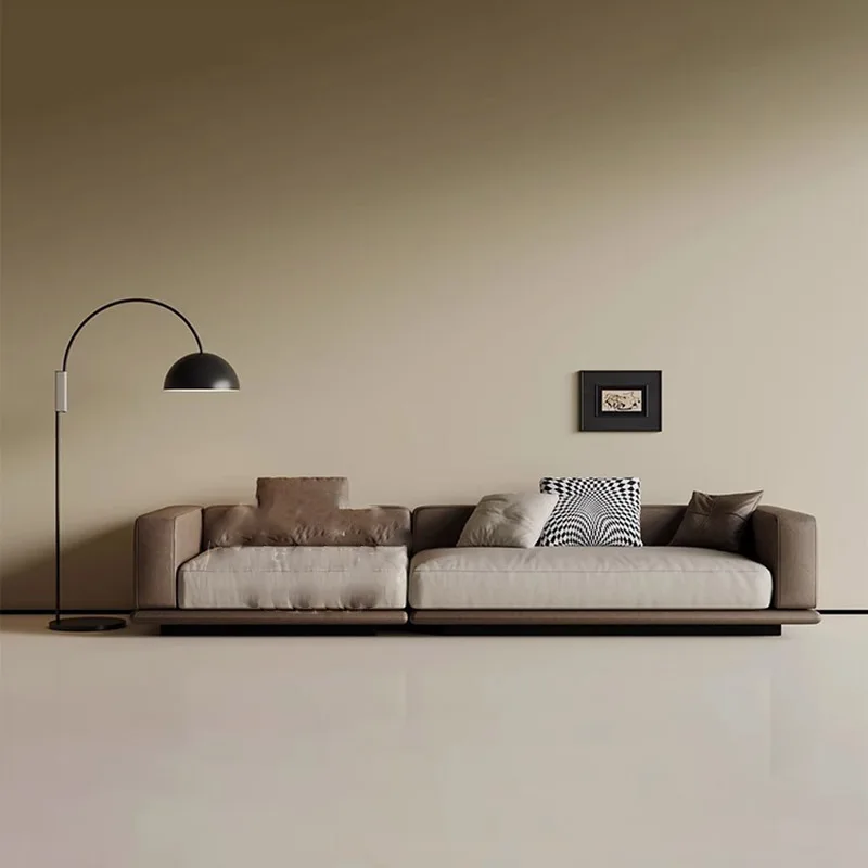 

Italian minimalist fabric sofa combination modern simple living room large flat floor straight row deck villa designer furniture