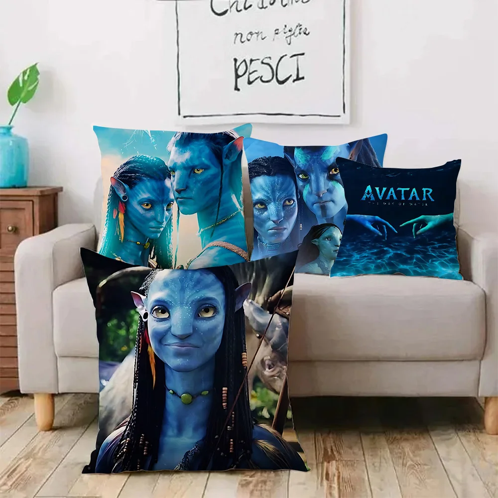 Avatar Water Way Pillow Covers Cartoon Sofa Decorative Home Double-sided Printing Short Plush Cute Cushion Cover