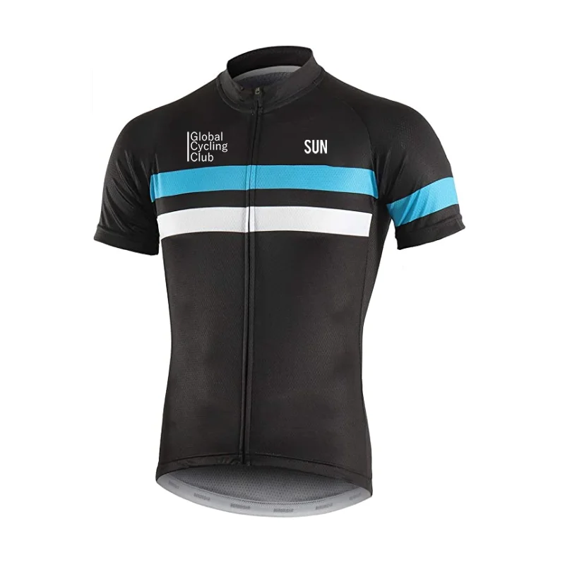 

2024 SUN Summer Cycling Jersey Men Short Sleeve Quick-dry Men's Bicycle Riding Shirts with 3 Pockets Full Zipper MTB Clothing