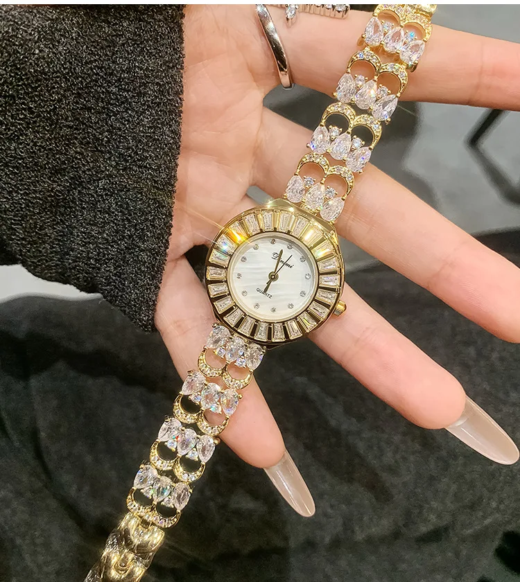 女性クォーツ時計ヴィンテージゴールドスライバー-orologio-reloj-mujer-ガールズクロックレディースシンプルなステンレス鋼ファッションダイヤモンド腕時計