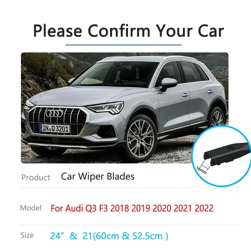 For Audi Q3 F3 MK2 2018 2019 2020 2021 2022 Rubber Strip Refill Front Rear Wiper Blades Kit Windscreen Cleaning Car Accessories