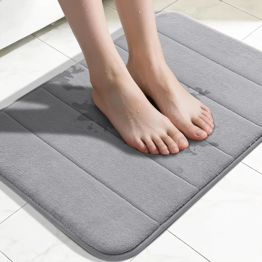 

Memory Foam Bath Mat Super Soft Absorbent Non Slip Bathroom Rug Quick Dry Machine Washable Shower Floor Carpet 24x17 Inches