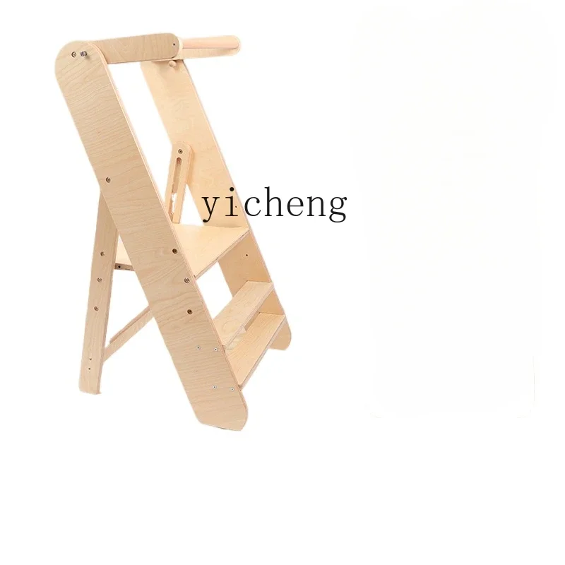 

ZZ Child Wash Step Footstool Baby Foot Stool Learning Tower Stand Stool with Armrest Non-Slip Solid Wood