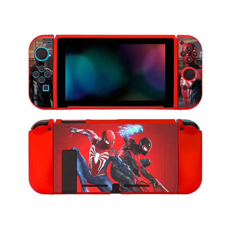 Capa de silicone macio para nintendo switch oled ns joy con controlador escudo da pele legal aranha tema doca capa protetora acessórios