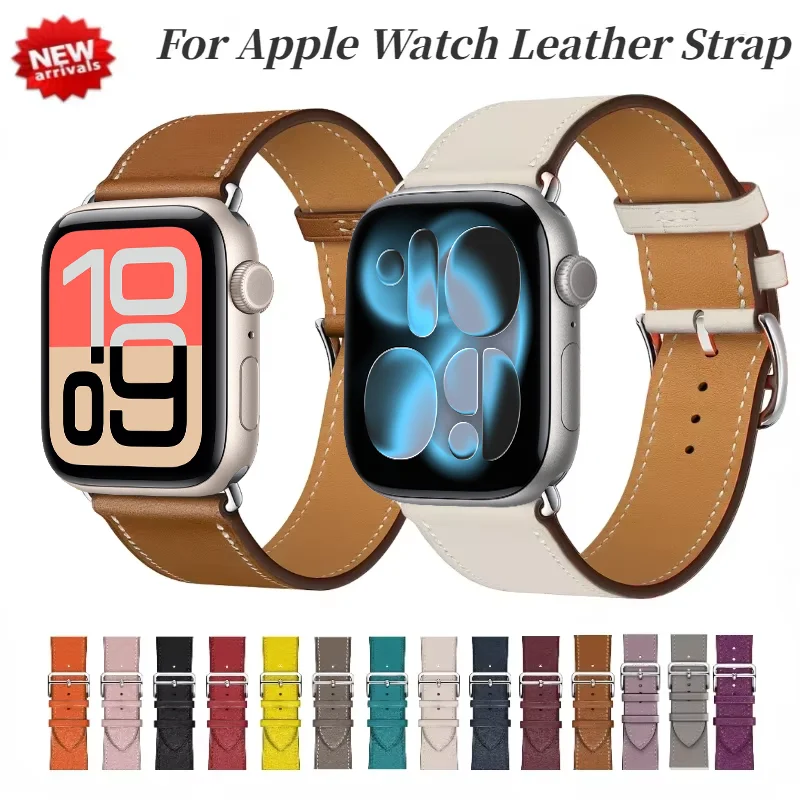 For Apple watch Ultra 3 2 49mm 11 10 46mm 42mm Leather Strap Replaceable Bracelet Wristband iWatch 9 8 7 6 5 4 SE3 45/41mm Band