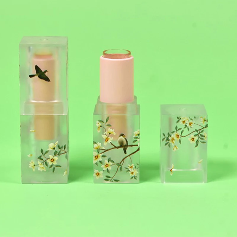 Vazio Lip Balm Container Lip Tubes, Esfregue o tubo do batom quadrado, Pequeno fresco