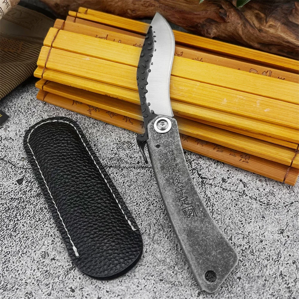 Mini couteau de poche pliant, couteau de Camping à fruits Portable de survie en plein air multifonctionnel EDC avec couteaux à gaine, cadeau pour hommes