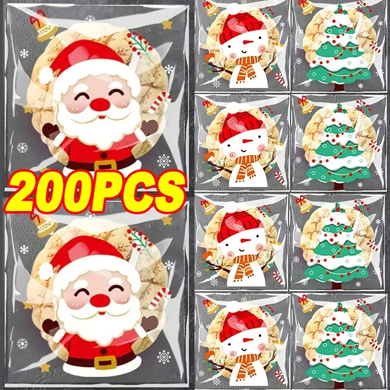 Candy Self Sealing Sticky Bag Christmas Storage Bag Old Man Tree Snowflake Crisp Pouch Party Festival Gift Decor Cookies Wrap