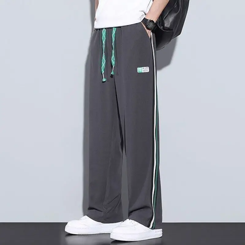 

Summer Ice Silk Men's 9-Minute Pants Breathable Lightweight Sportswear Casual Trendy Youth Versatile Pants