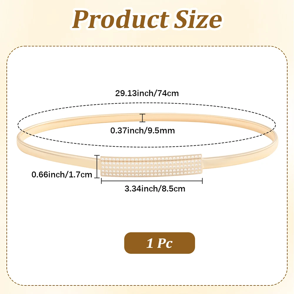 Elegant Skinny Belt Rhinestone Belts Thin Fashion Belt Ultra Elastic Belt for Women Adjustable Chain Stretch Elast