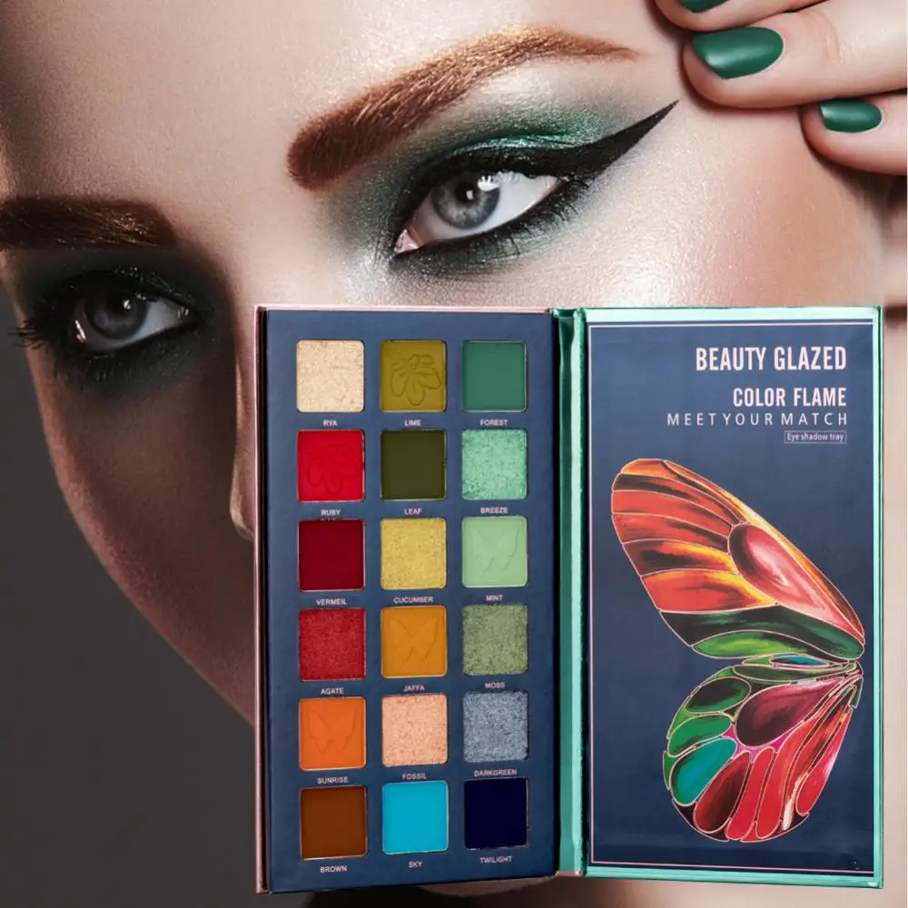 Beauty Glazed 18 Colors Eyeshadow Palette Pearlescent Matte Glitter Eyeshadow Waterproof Long Lasting Eyes Makeup Cosmetics