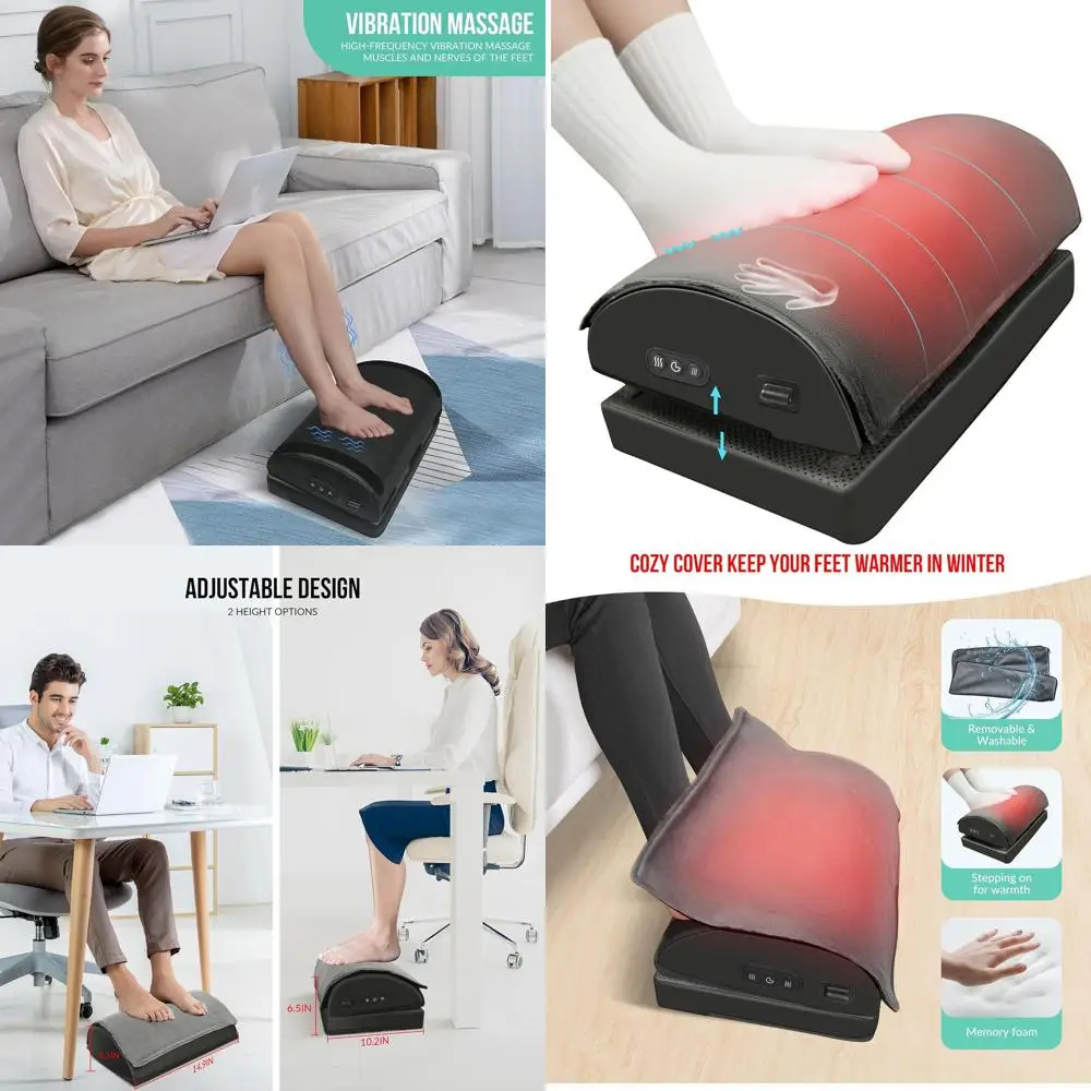 

Эргономичная подогреваемая подставка для ног под стол с регулируемой высотой, вибрационным массажем и поясничной поддержкой для комфортной игры и работы
