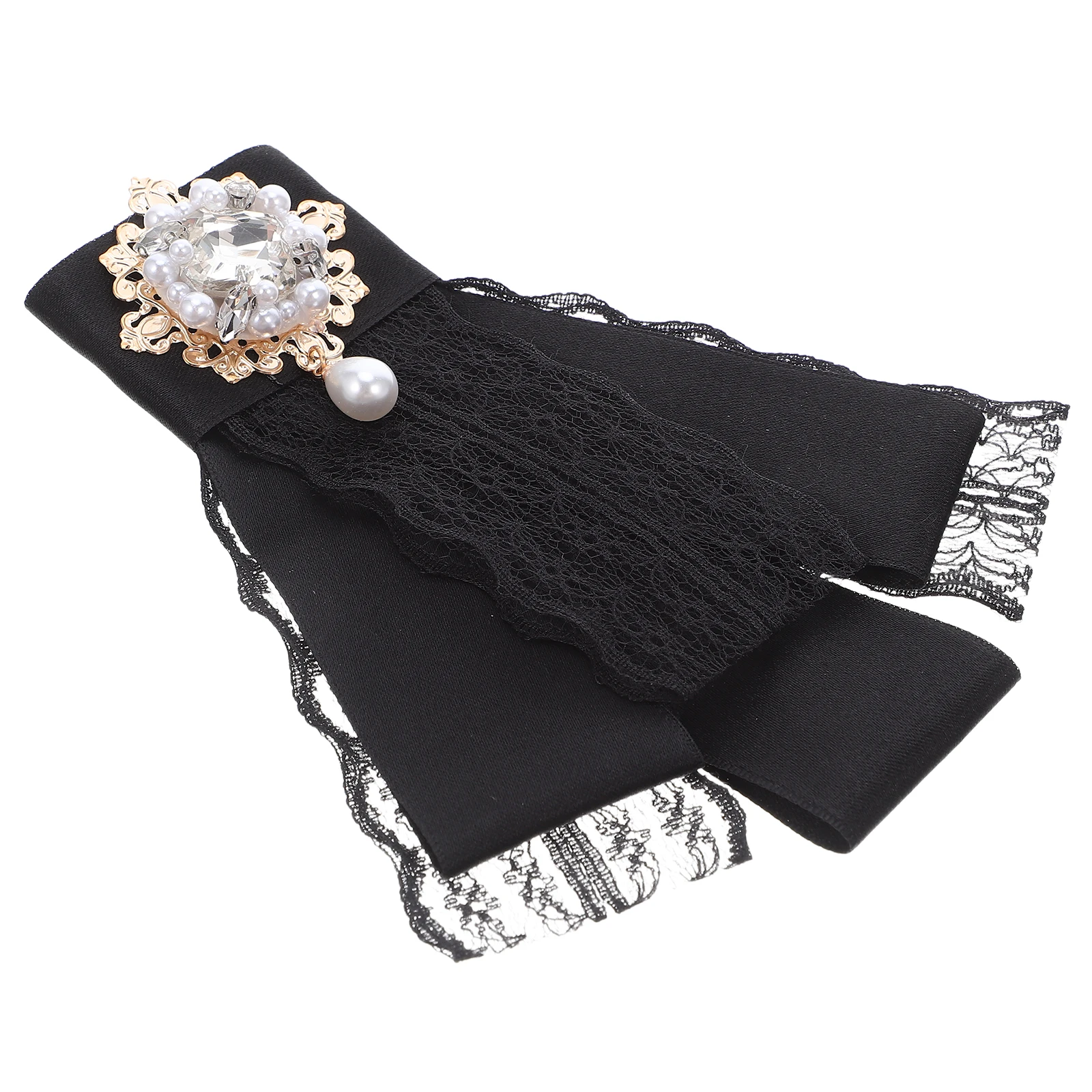 

Baroque Bowknot Brooch Pin Rhinestone Pearl Lace Design Women'S Fashion Collar Accessory Vintage Lolita Bow Tie Jewelry