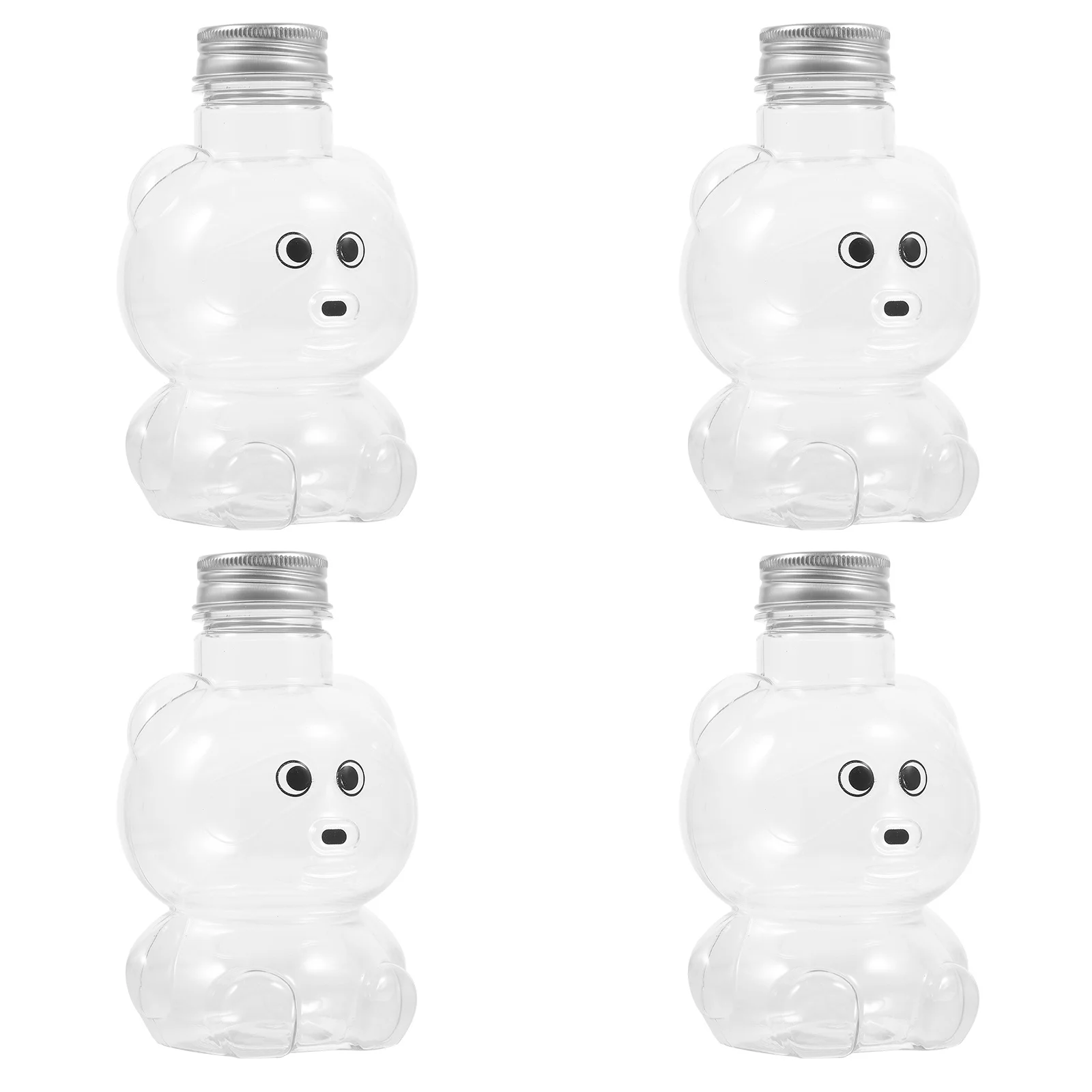 Botella de bebidas con forma de Animal, tapa transparente a prueba de fugas, tarro de jugo rellenable, contenedor de almacenamiento de miel y té de la leche, 4 Uds.
