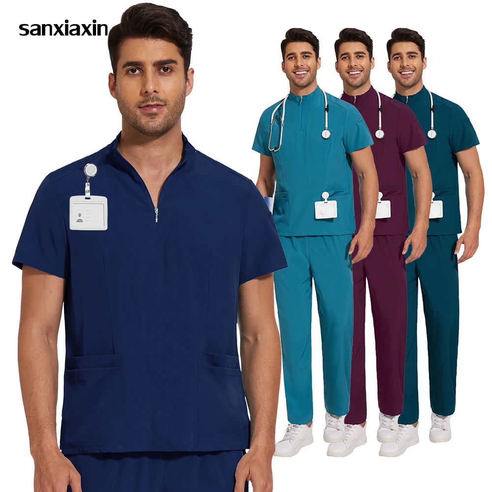 New Style Hospital Accessories Medical Uniforms Women Men Scrubs Set Top Pants Doctor Nursing Clothes Nurses Dental Lab Workwear