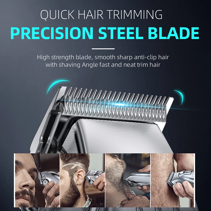 KIKIDO 2-in-1 ไฟฟ้า Professional Salon Hair Clipper ผมตัดชุดตัดผมอุปกรณ์เสริมสําหรับชาย