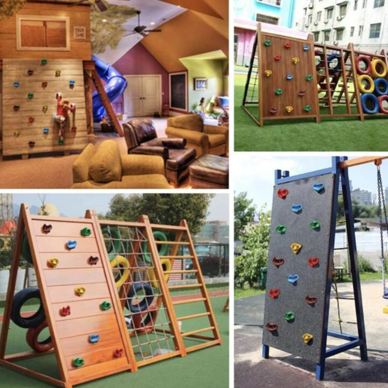 Juguetes de piezas para niños, pared de madera y plástico, piedras de escalada, juegos de escalada, pies de mano, Kits de agarre, 10 Uds.