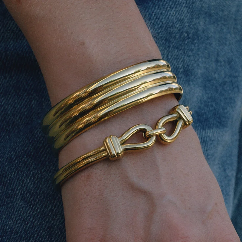 

18kGold Titanium Steel Bracelet Non-Fading Hand Jewelry Light Luxury Stainless Steel Accessories High-End Bracelet with Clasp