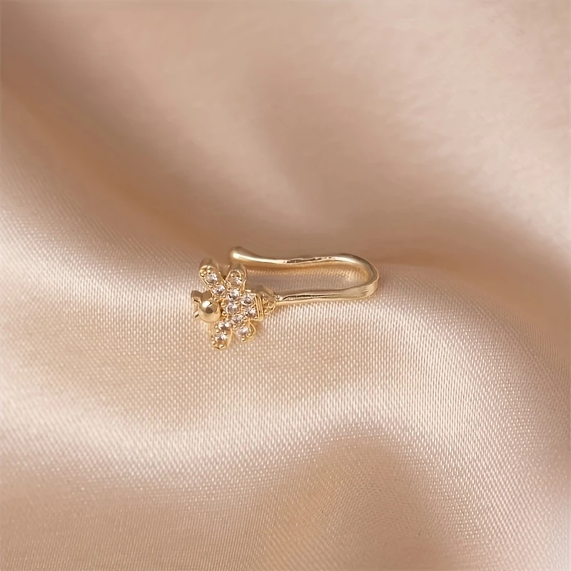 1-piece cute little bee zircon non perforated nose ring made of brass material suitable for daily banquet wear view 4