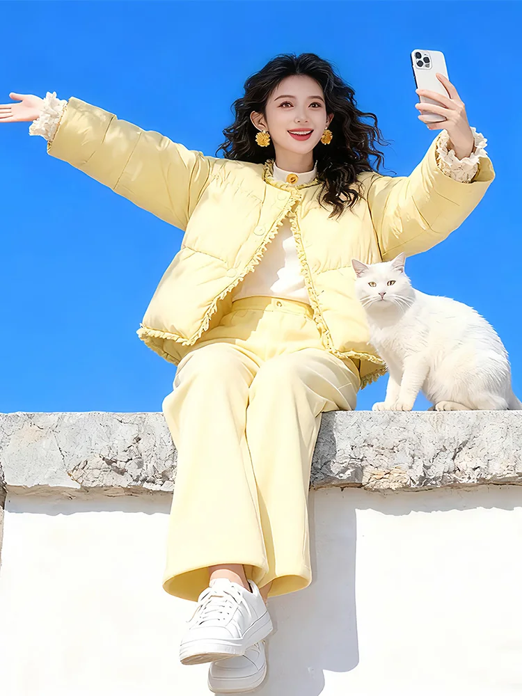 

Women's down Cotton Jaet Winter New Loose Thiened Design Sensation Warm Small Size Cotton Clothes Large Size