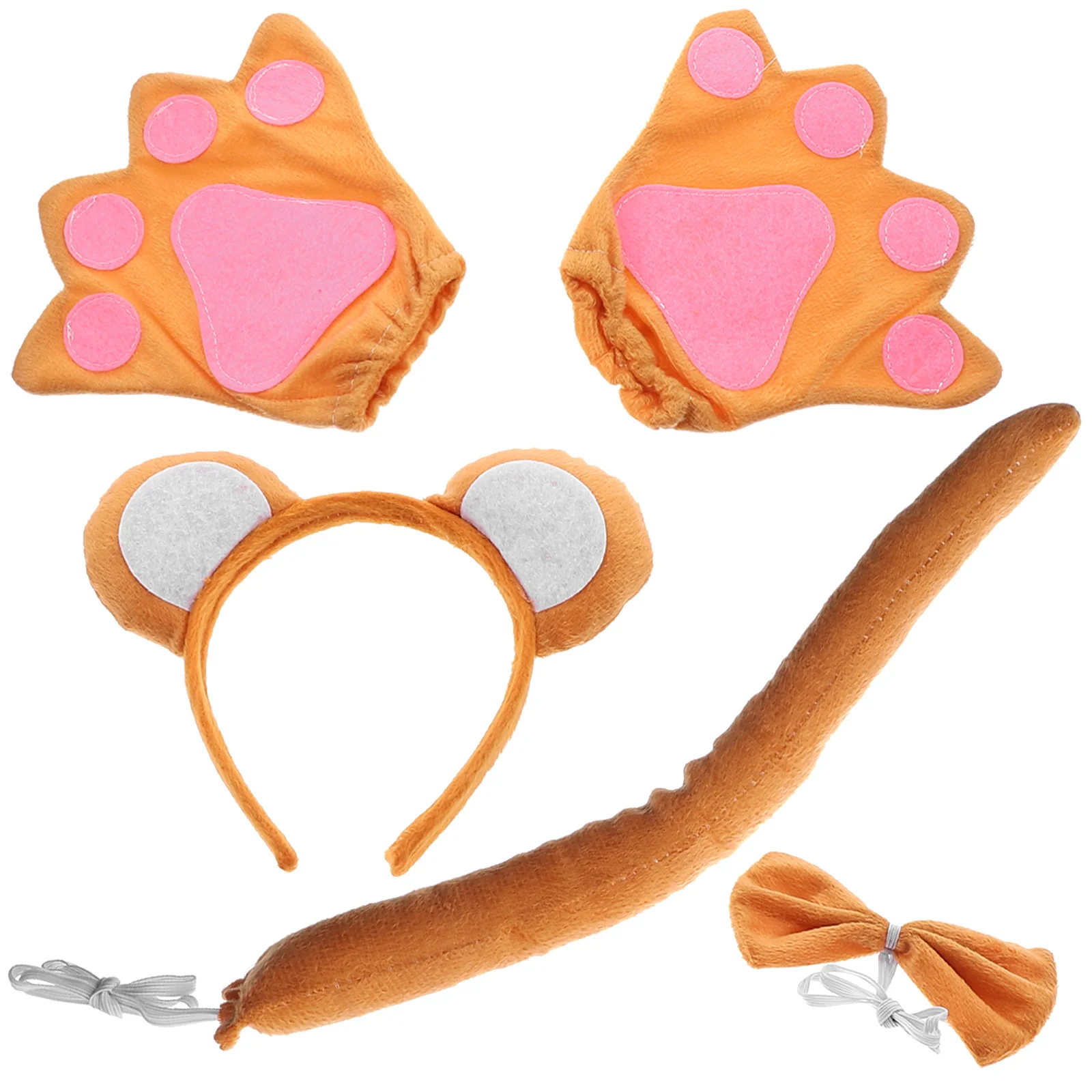 

Monkey Costume Accessories 1 Set Coffee Bow Kids Performance Props Monkey Ears Tail Bowtie Gloves Children Headband Soft