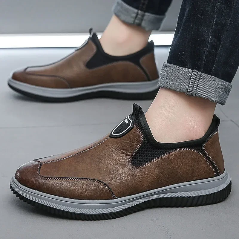 

Men Shoes Men Leather Original Sewing Shoes New Men's Casual Leather Shoes Breathable Platform Loafers for Men
