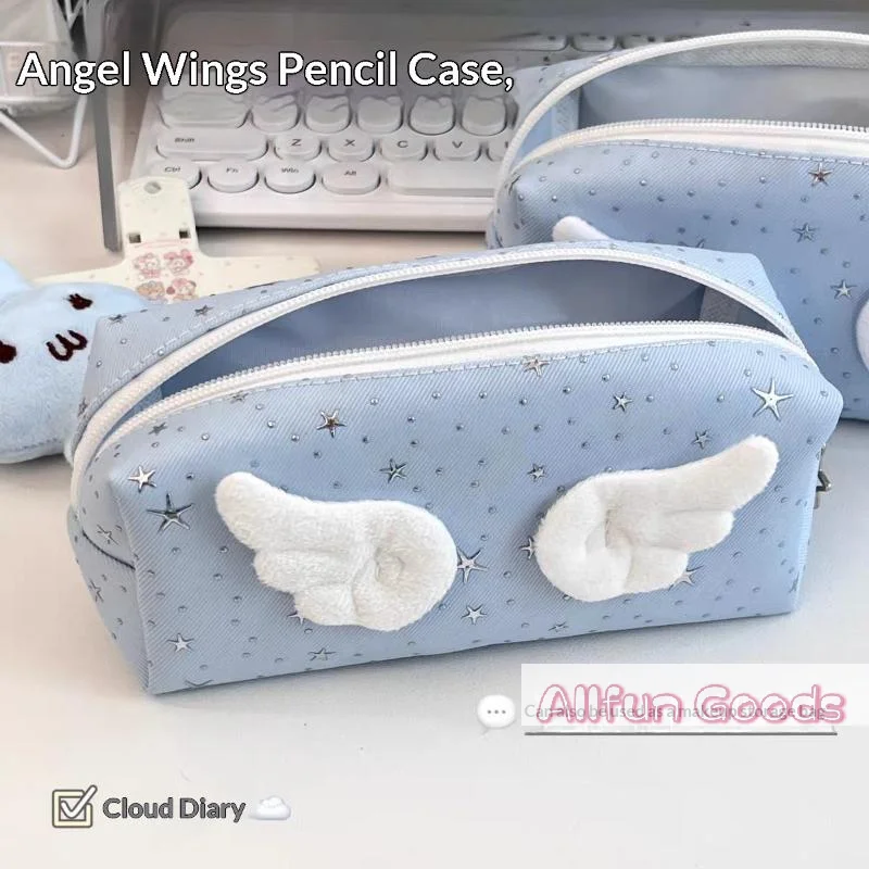1pcs Creative Stars Wings Pencil Case Large Capacity Storage Pencil Bags Multifunctional Stationery Organizer Bag Back To School