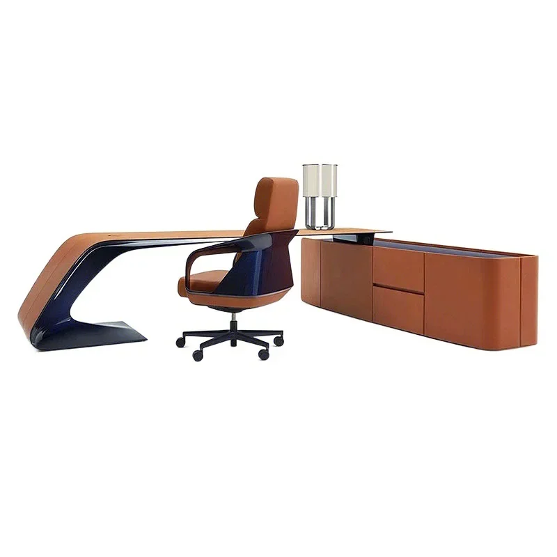 

President's desk Italian orange corner boss table design