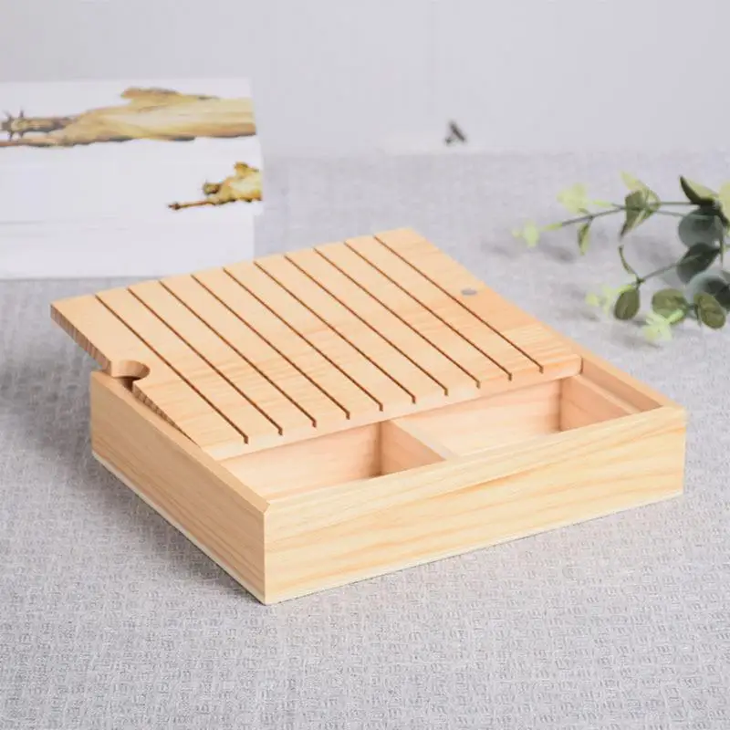 Thread And Bobbin Organizer Wood Floss Organizer With 10 Long Slots 3 Compartments Sewing Thread Organizer Multi-functional