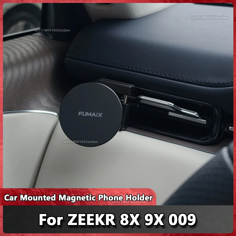 Suporte magnético para telemóvel para o Zeekr 009, feito de liga de alumínio, para fixação na grelha de ventilação do carro, estável e resistente a vi
