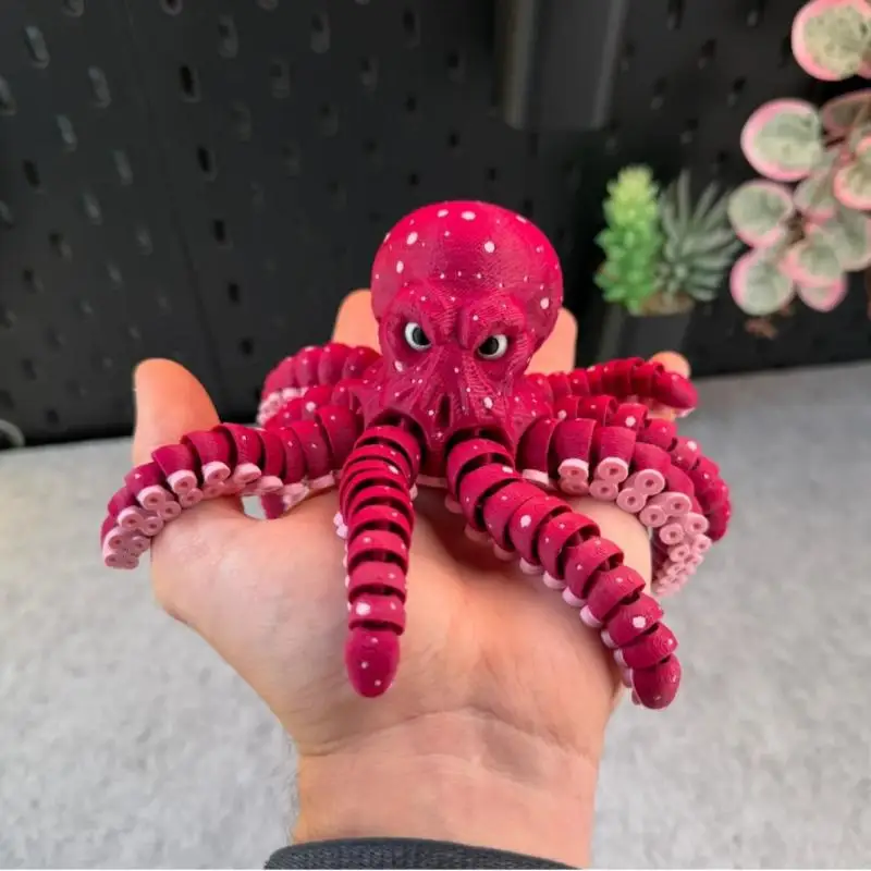 3D Printed Movable Octopus Model PLA Material Flexible Joint Creative Desktop Ornament Decorative Craft Gift