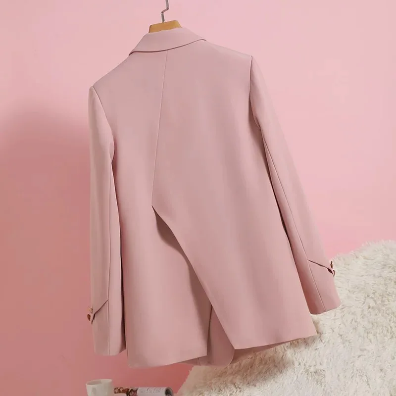 

Розовый женский блейзер, новинка весенне-осеннего сезона в корейском стиле, уникальный повседневный элегантный универсальный костюм.