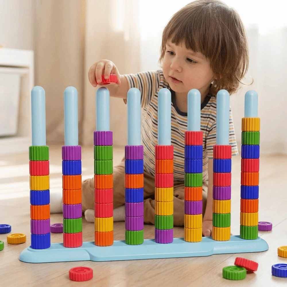 Color Recognition Color Stack Challenge Train Thinking Classification Stacking Rainbow Rings Early Education Montessori
