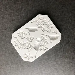 Bird Silicone Magpie Flower Tree Branches Cupcake Topper Fondant Mold Cake Decorating Chocolate Candy Clay Moulds